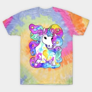 Tie Dye Unicorn Rainbow Design Colorful Clouds T-Shirt